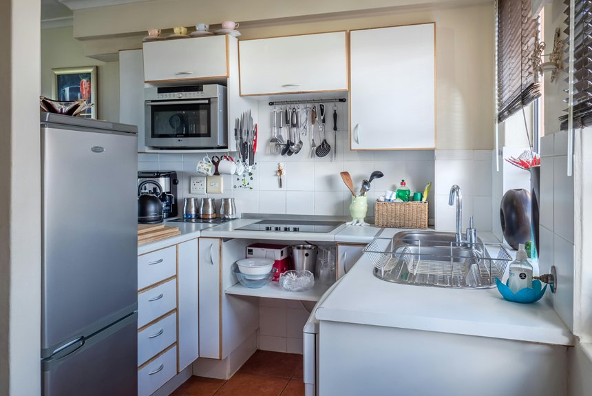 Modern kitchen with window above the sink